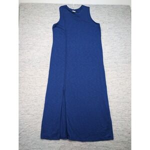 Chico's Sz 2‎ 12/14 LARGE Maxi Dress Bella Donna Blue Knit minimalist Capsule